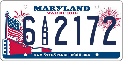 MD license plate 6AB2172