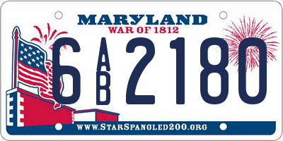 MD license plate 6AB2180