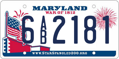 MD license plate 6AB2181