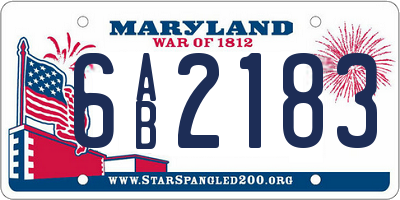 MD license plate 6AB2183