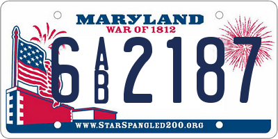 MD license plate 6AB2187