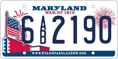 MD license plate 6AB2190
