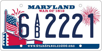 MD license plate 6AB2221