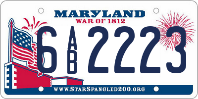 MD license plate 6AB2223