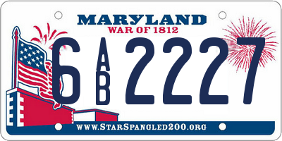 MD license plate 6AB2227