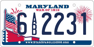 MD license plate 6AB2231