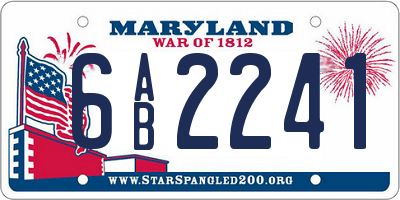 MD license plate 6AB2241