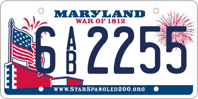 MD license plate 6AB2255