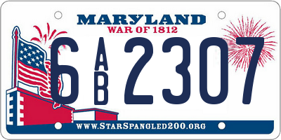 MD license plate 6AB2307