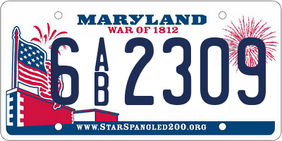 MD license plate 6AB2309