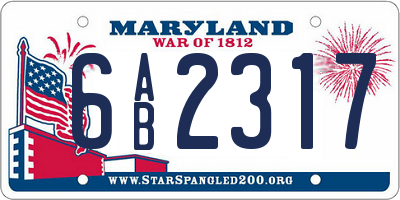 MD license plate 6AB2317