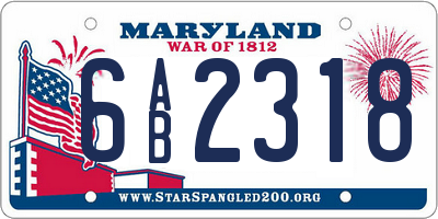 MD license plate 6AB2318