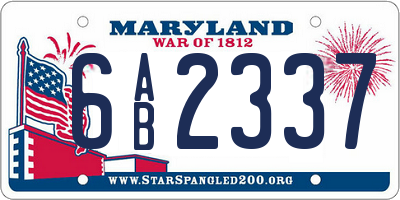 MD license plate 6AB2337