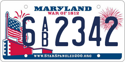 MD license plate 6AB2342