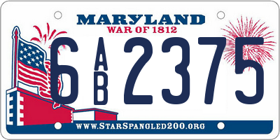 MD license plate 6AB2375