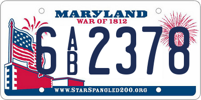 MD license plate 6AB2378