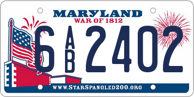 MD license plate 6AB2402