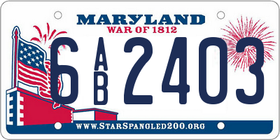 MD license plate 6AB2403