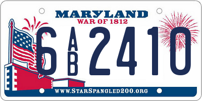 MD license plate 6AB2410