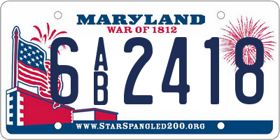 MD license plate 6AB2418