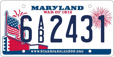 MD license plate 6AB2431