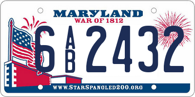 MD license plate 6AB2432