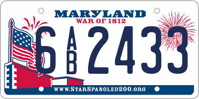 MD license plate 6AB2433