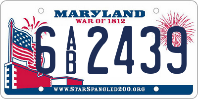 MD license plate 6AB2439