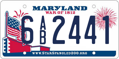 MD license plate 6AB2441
