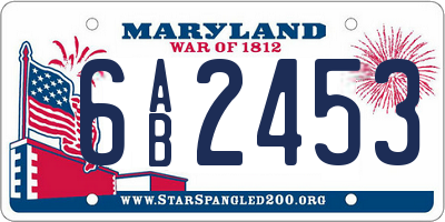 MD license plate 6AB2453