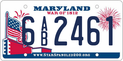 MD license plate 6AB2461