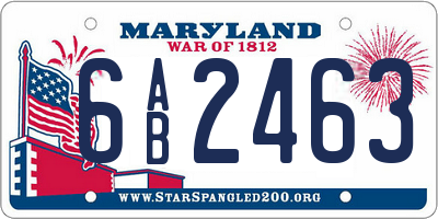 MD license plate 6AB2463