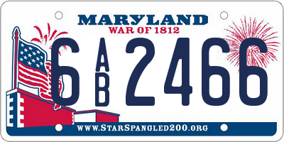 MD license plate 6AB2466