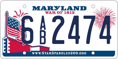 MD license plate 6AB2474