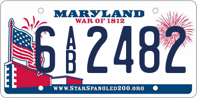 MD license plate 6AB2482
