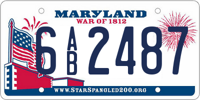MD license plate 6AB2487