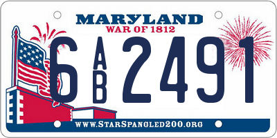 MD license plate 6AB2491