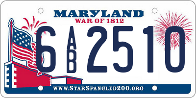 MD license plate 6AB2510