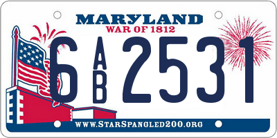 MD license plate 6AB2531