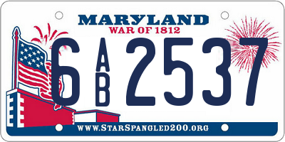 MD license plate 6AB2537