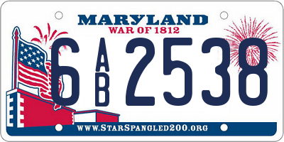 MD license plate 6AB2538