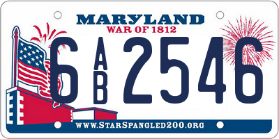 MD license plate 6AB2546