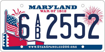 MD license plate 6AB2552