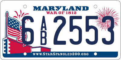 MD license plate 6AB2553
