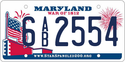 MD license plate 6AB2554
