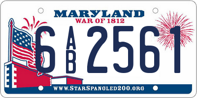 MD license plate 6AB2561