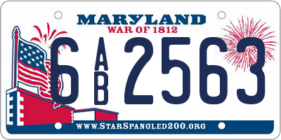 MD license plate 6AB2563
