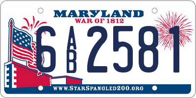 MD license plate 6AB2581