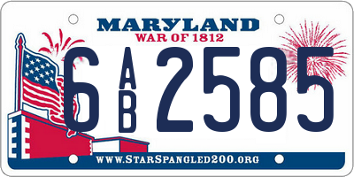 MD license plate 6AB2585
