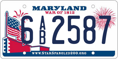 MD license plate 6AB2587